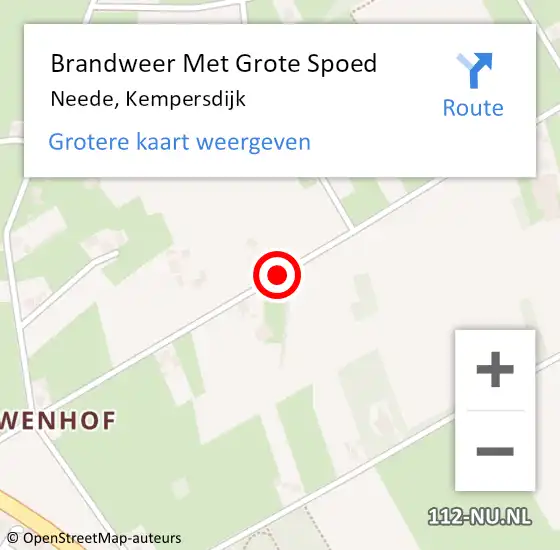 Locatie op kaart van de 112 melding: Brandweer Met Grote Spoed Naar Neede, Kempersdijk op 13 december 2019 18:17