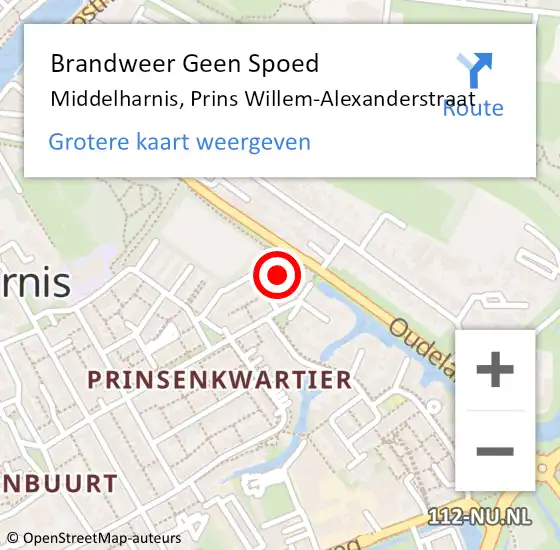 Locatie op kaart van de 112 melding: Brandweer Geen Spoed Naar Middelharnis, Prins Willem-Alexanderstraat op 22 april 2014 18:44