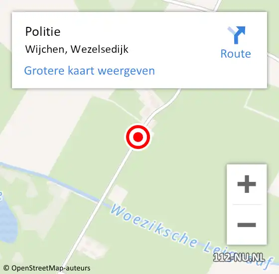 Locatie op kaart van de 112 melding: Politie Wijchen, Wezelsedijk op 13 december 2019 19:08