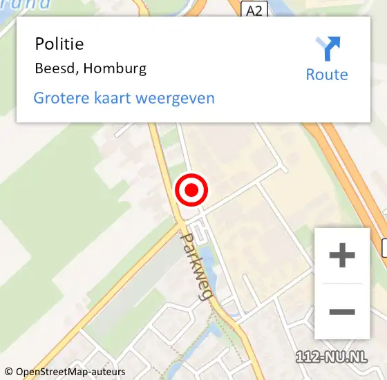 Locatie op kaart van de 112 melding: Politie Beesd, Homburg op 13 december 2019 19:47