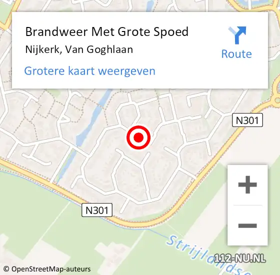 Locatie op kaart van de 112 melding: Brandweer Met Grote Spoed Naar Nijkerk, Van Goghlaan op 13 december 2019 19:49