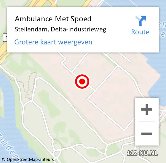 Locatie op kaart van de 112 melding: Ambulance Met Spoed Naar Stellendam, Delta-Industrieweg op 13 december 2019 20:11