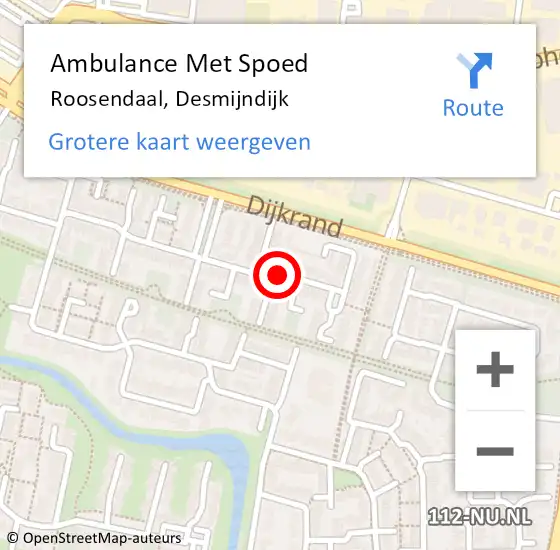 Locatie op kaart van de 112 melding: Ambulance Met Spoed Naar Roosendaal, Desmijndijk op 13 december 2019 20:27