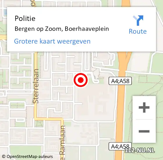 Locatie op kaart van de 112 melding: Politie Bergen op Zoom, Boerhaaveplein op 13 december 2019 21:04