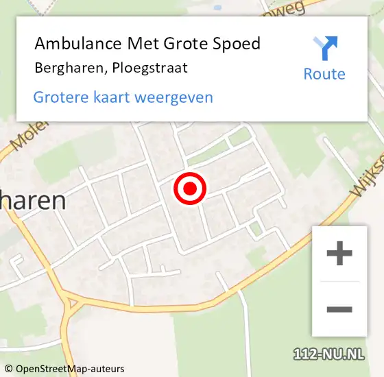 Locatie op kaart van de 112 melding: Ambulance Met Grote Spoed Naar Bergharen, Ploegstraat op 13 december 2019 21:14