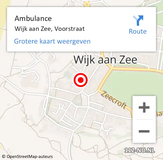 Locatie op kaart van de 112 melding: Ambulance Wijk aan Zee, Voorstraat op 13 december 2019 21:26