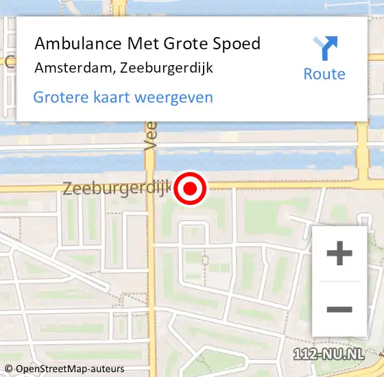 Locatie op kaart van de 112 melding: Ambulance Met Grote Spoed Naar Amsterdam, Zeeburgerdijk op 13 december 2019 21:35