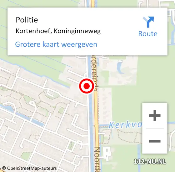 Locatie op kaart van de 112 melding: Politie Kortenhoef, Koninginneweg op 13 december 2019 21:56