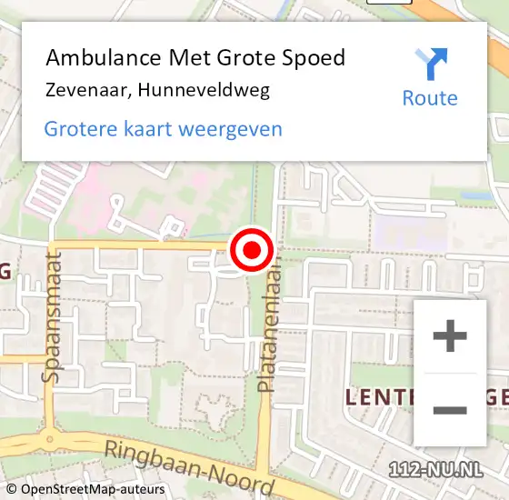 Locatie op kaart van de 112 melding: Ambulance Met Grote Spoed Naar Zevenaar, Hunneveldweg op 13 december 2019 22:03