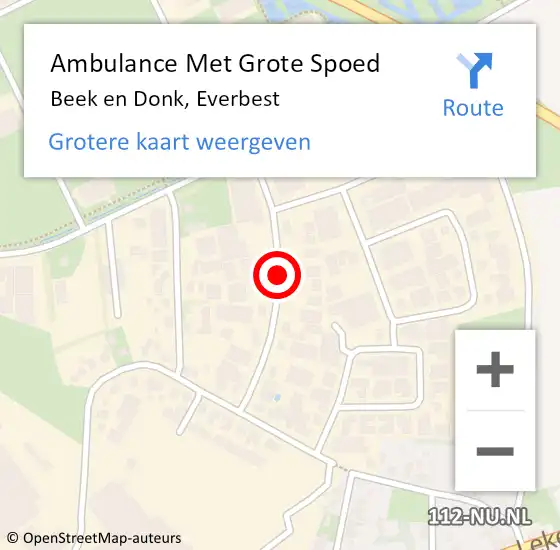 Locatie op kaart van de 112 melding: Ambulance Met Grote Spoed Naar Beek en Donk, Everbest op 13 december 2019 22:28