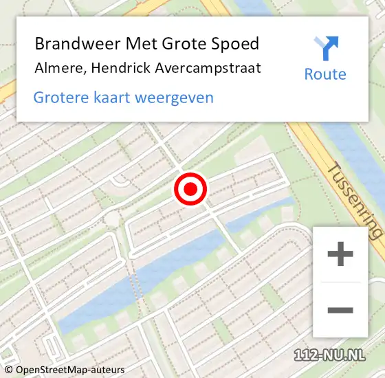 Locatie op kaart van de 112 melding: Brandweer Met Grote Spoed Naar Almere, Hendrick Avercampstraat op 13 december 2019 22:33