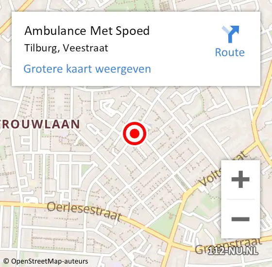 Locatie op kaart van de 112 melding: Ambulance Met Spoed Naar Tilburg, Veestraat op 13 december 2019 23:40