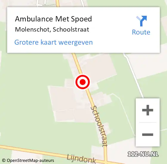 Locatie op kaart van de 112 melding: Ambulance Met Spoed Naar Molenschot, Schoolstraat op 13 december 2019 23:42