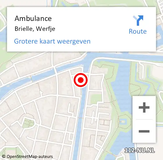 Locatie op kaart van de 112 melding: Ambulance Brielle, Werfje op 14 december 2019 00:53