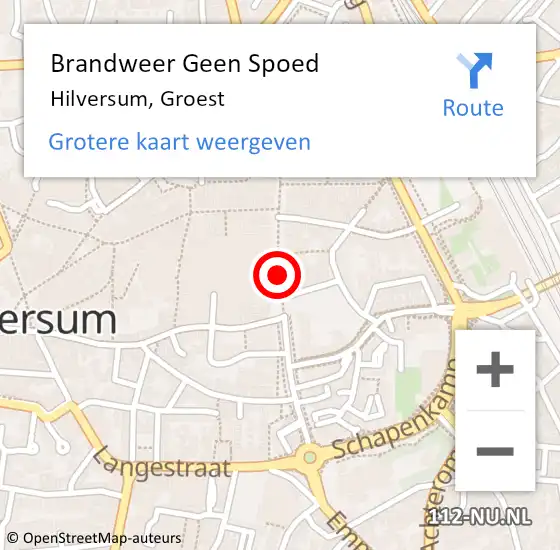 Locatie op kaart van de 112 melding: Brandweer Geen Spoed Naar Hilversum, Groest op 14 december 2019 01:26