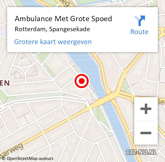 Locatie op kaart van de 112 melding: Ambulance Met Grote Spoed Naar Rotterdam, Spangesekade op 14 december 2019 03:49