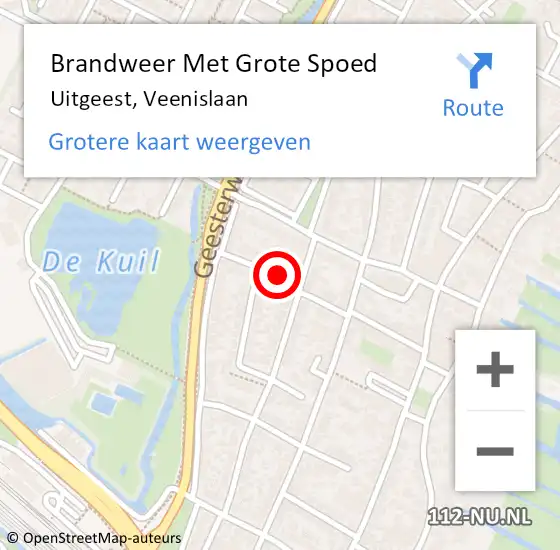 Locatie op kaart van de 112 melding: Brandweer Met Grote Spoed Naar Uitgeest, Veenislaan op 14 december 2019 06:18