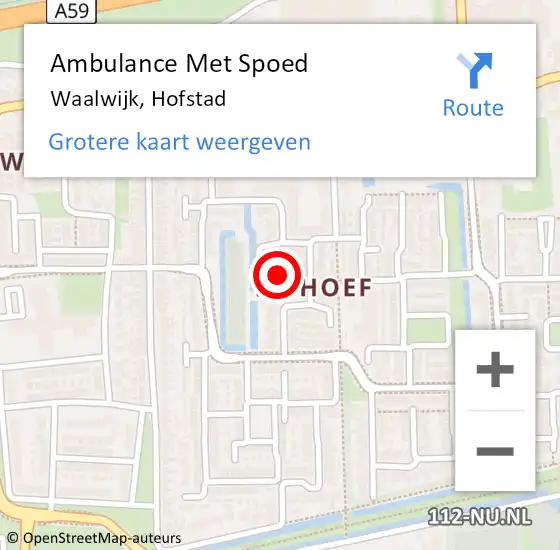 Locatie op kaart van de 112 melding: Ambulance Met Spoed Naar Waalwijk, Hofstad op 14 december 2019 06:26