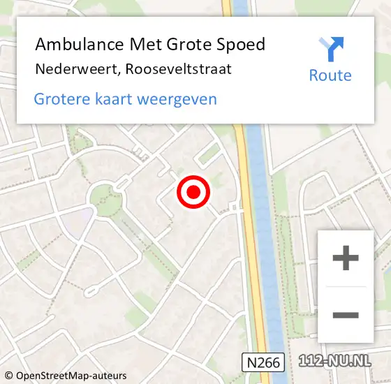 Locatie op kaart van de 112 melding: Ambulance Met Grote Spoed Naar Nederweert, Rooseveltstraat op 14 december 2019 07:47