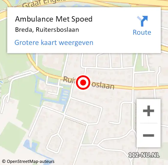 Locatie op kaart van de 112 melding: Ambulance Met Spoed Naar Breda, Ruitersboslaan op 14 december 2019 09:32
