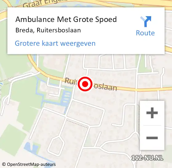 Locatie op kaart van de 112 melding: Ambulance Met Grote Spoed Naar Breda, Ruitersboslaan op 14 december 2019 09:57