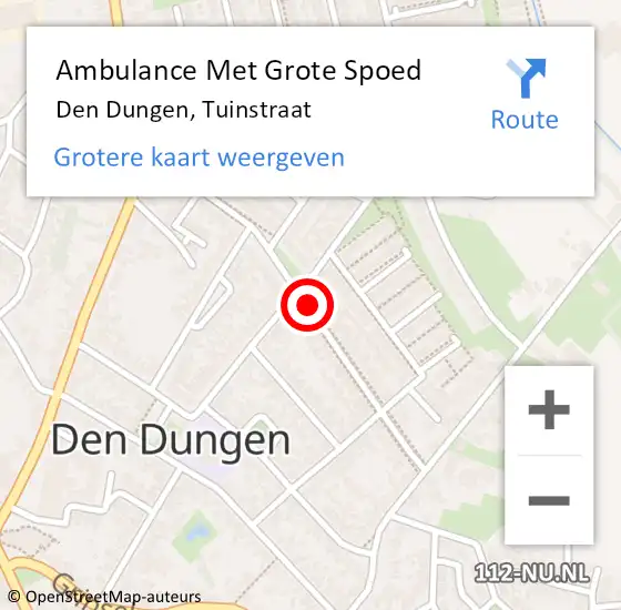 Locatie op kaart van de 112 melding: Ambulance Met Grote Spoed Naar Den Dungen, Tuinstraat op 14 december 2019 10:43