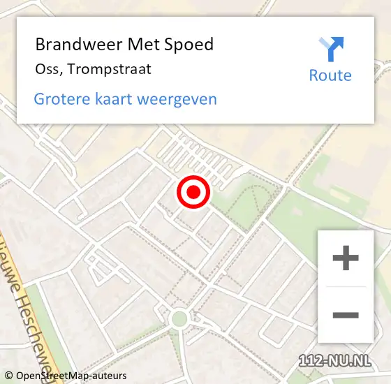 Locatie op kaart van de 112 melding: Brandweer Met Spoed Naar Oss, Trompstraat op 14 december 2019 10:55