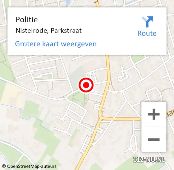 Locatie op kaart van de 112 melding: Politie Nistelrode, Parkstraat op 14 december 2019 11:11