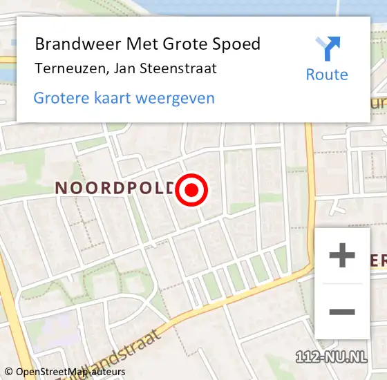 Locatie op kaart van de 112 melding: Brandweer Met Grote Spoed Naar Terneuzen, Jan Steenstraat op 14 december 2019 11:16