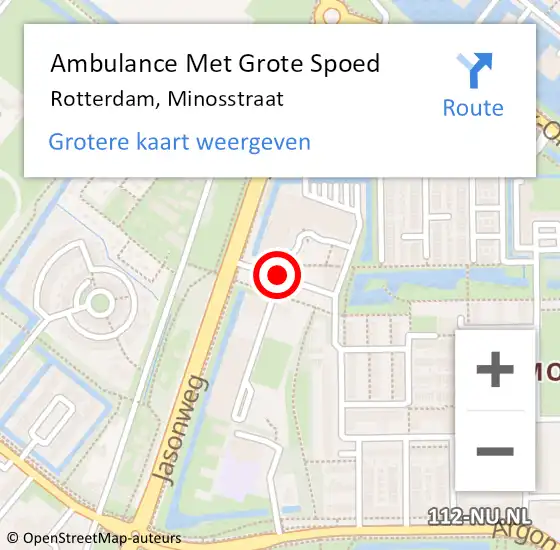 Locatie op kaart van de 112 melding: Ambulance Met Grote Spoed Naar Rotterdam, Minosstraat op 14 december 2019 11:41