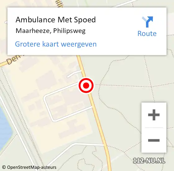 Locatie op kaart van de 112 melding: Ambulance Met Spoed Naar Maarheeze, Philipsweg op 14 december 2019 11:49