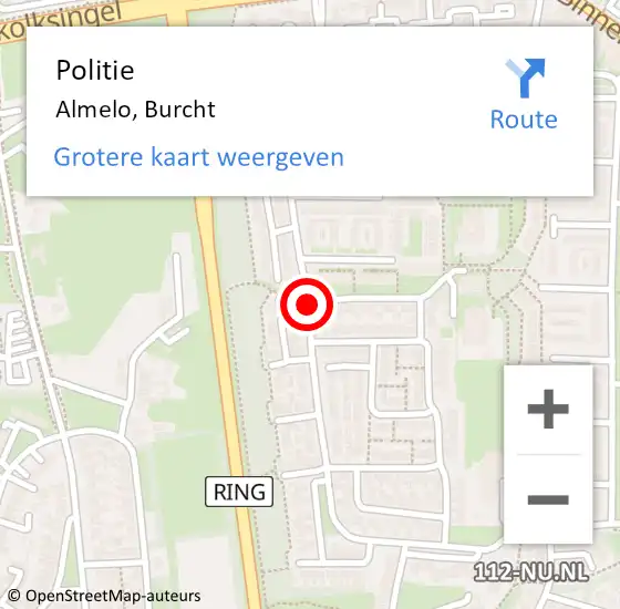 Locatie op kaart van de 112 melding: Politie Almelo, Burcht op 14 december 2019 12:25