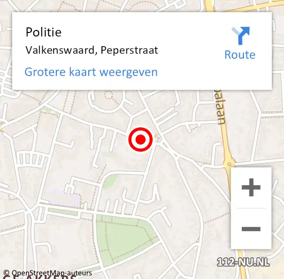 Locatie op kaart van de 112 melding: Politie Valkenswaard, Peperstraat op 14 december 2019 12:42