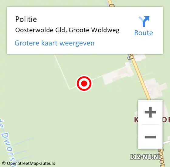 Locatie op kaart van de 112 melding: Politie Oosterwolde Gld, Groote Woldweg op 14 december 2019 13:02