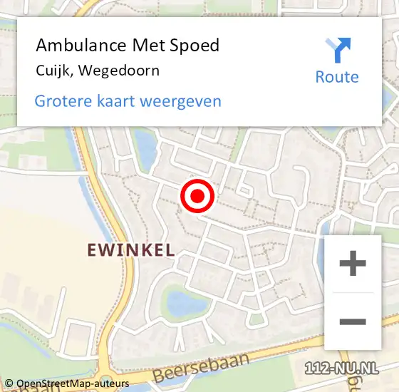 Locatie op kaart van de 112 melding: Ambulance Met Spoed Naar Cuijk, Wegedoorn op 14 december 2019 13:12