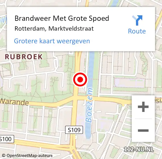 Locatie op kaart van de 112 melding: Brandweer Met Grote Spoed Naar Rotterdam, Marktveldstraat op 14 december 2019 13:43