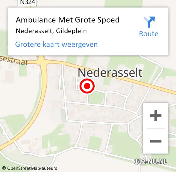 Locatie op kaart van de 112 melding: Ambulance Met Grote Spoed Naar Nederasselt, Gildeplein op 14 december 2019 13:52