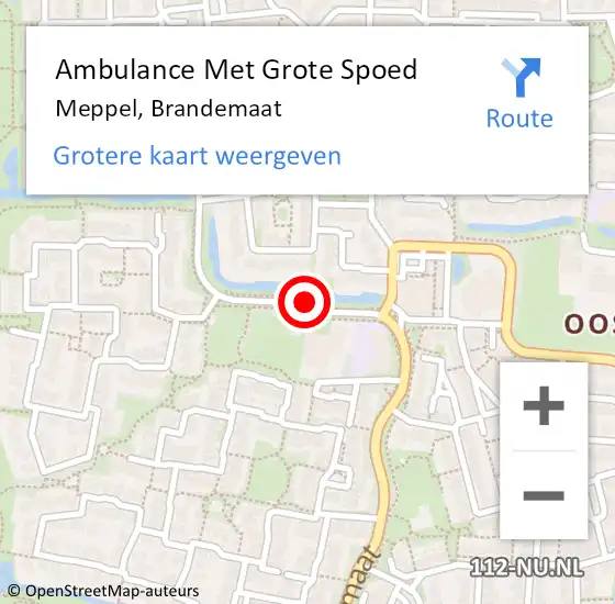 Locatie op kaart van de 112 melding: Ambulance Met Grote Spoed Naar Meppel, Brandemaat op 14 december 2019 13:58