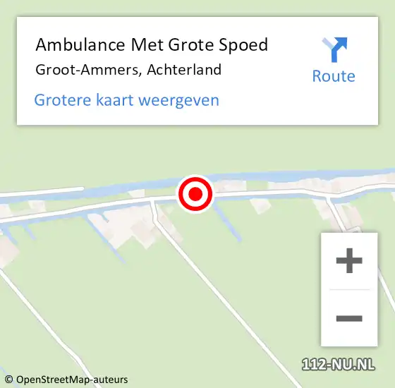 Locatie op kaart van de 112 melding: Ambulance Met Grote Spoed Naar Groot-Ammers, Achterland op 14 december 2019 14:04