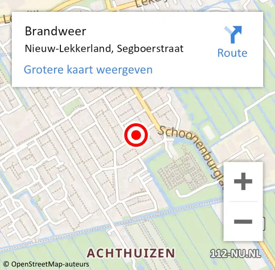 Locatie op kaart van de 112 melding: Brandweer Nieuw-Lekkerland, Segboerstraat op 14 december 2019 14:42