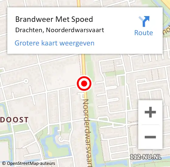 Locatie op kaart van de 112 melding: Brandweer Met Spoed Naar Drachten, Noorderdwarsvaart op 14 december 2019 15:49