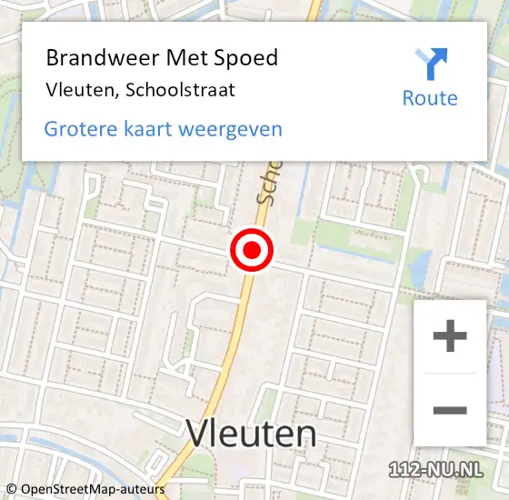 Locatie op kaart van de 112 melding: Brandweer Met Spoed Naar Vleuten, Schoolstraat op 14 december 2019 15:53