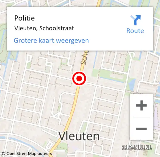 Locatie op kaart van de 112 melding: Politie Vleuten, Schoolstraat op 14 december 2019 16:01