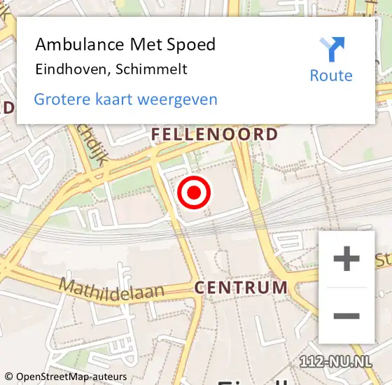 Locatie op kaart van de 112 melding: Ambulance Met Spoed Naar Eindhoven, Schimmelt op 14 december 2019 16:07