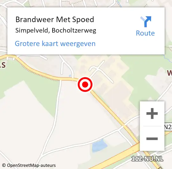 Locatie op kaart van de 112 melding: Brandweer Met Spoed Naar Simpelveld, Bocholtzerweg op 14 december 2019 16:25