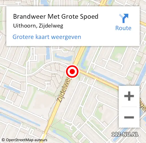 Locatie op kaart van de 112 melding: Brandweer Met Grote Spoed Naar Uithoorn, Zijdelweg op 14 december 2019 16:37