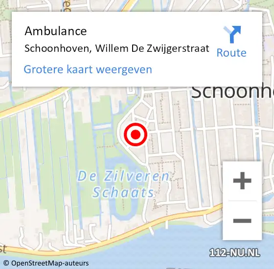 Locatie op kaart van de 112 melding: Ambulance Schoonhoven, Willem De Zwijgerstraat op 22 april 2014 20:53