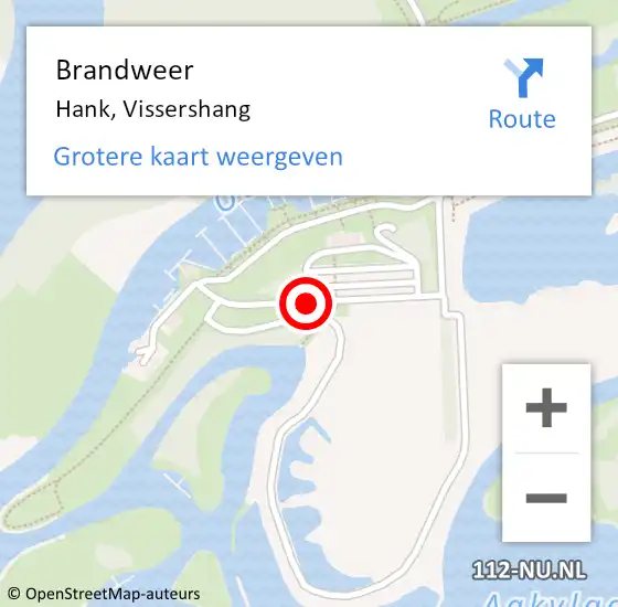 Locatie op kaart van de 112 melding: Brandweer Hank, Vissershang op 14 december 2019 16:54