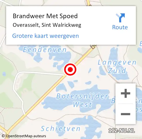 Locatie op kaart van de 112 melding: Brandweer Met Spoed Naar Overasselt, Sint Walrickweg op 14 december 2019 17:05