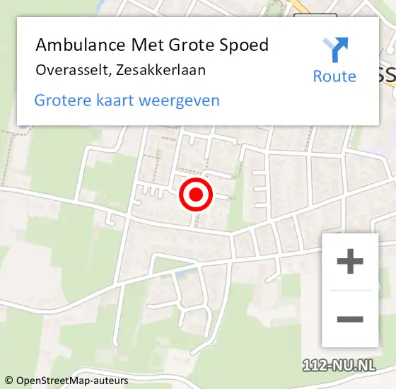 Locatie op kaart van de 112 melding: Ambulance Met Grote Spoed Naar Overasselt, Zesakkerlaan op 14 december 2019 17:17